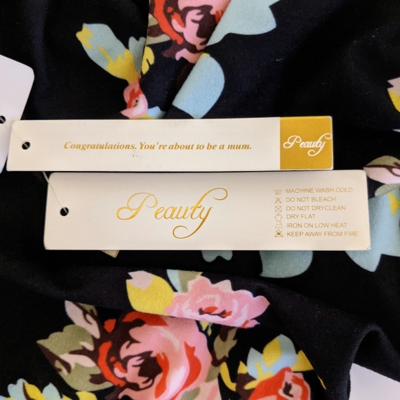 NWT Peauty Maternity Floral Black Dress Size Large - Picture 6 of 7